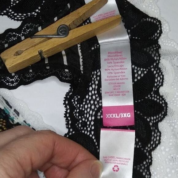 NEW Set of 3 No Boundaries Microfiber Lace Thongs XXXL 3XL Leopard Print Floral - Picture 12 of 12